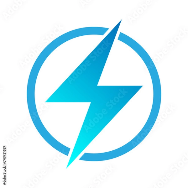 Fototapeta Lightning icon illustration  electric power vector logo design element. Lightning bolt sign in the circle. 