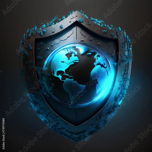 Obraz Sheild protecting the globe on the internet