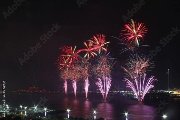 Obraz Multicolored symmetric firework display