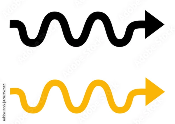 Obraz Set of black and yellow wavy arrows
