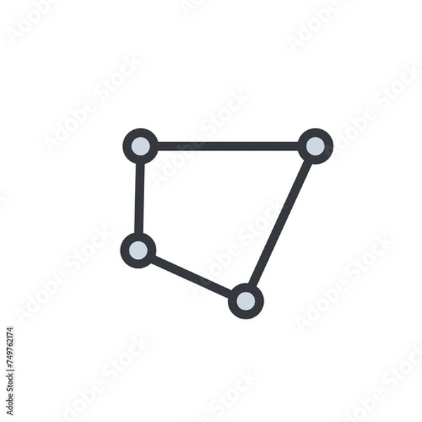 Fototapeta Box icon with circle in the corners. Rectangle icon low poly illustration