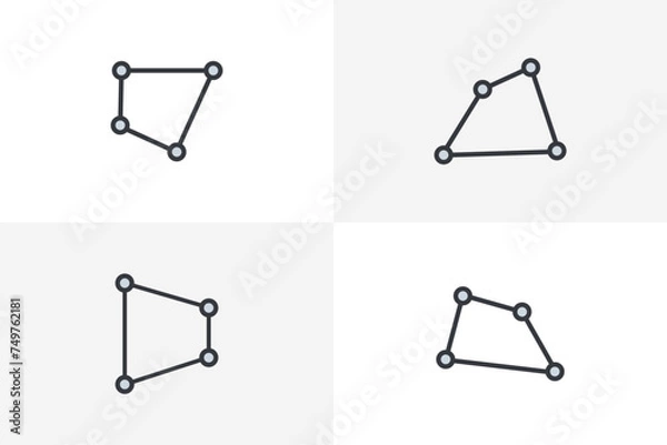 Fototapeta Box low poly icon set. Rectangle icon with circle in the corners