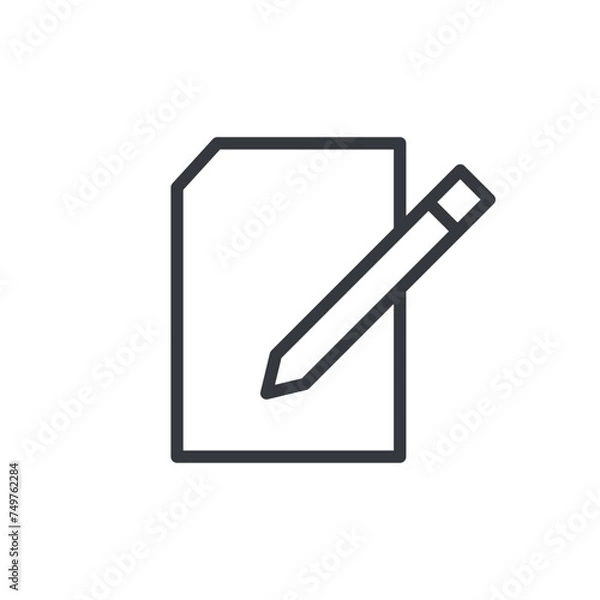 Fototapeta Notepad Symbol with Flat Icon Of Paper And Pen. Document, Notebook, Writing Pen Icon Vector Illustration