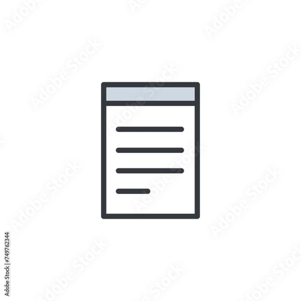 Obraz Document Notepad Icon, File Flat Icon. Document, Notebook, File Icon Vector Illustration