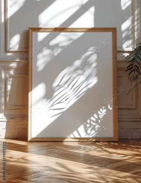 Fototapeta Close-Up of a Mockup Poster Frame. Presented in 3D Render. Made with Generative AI Technology