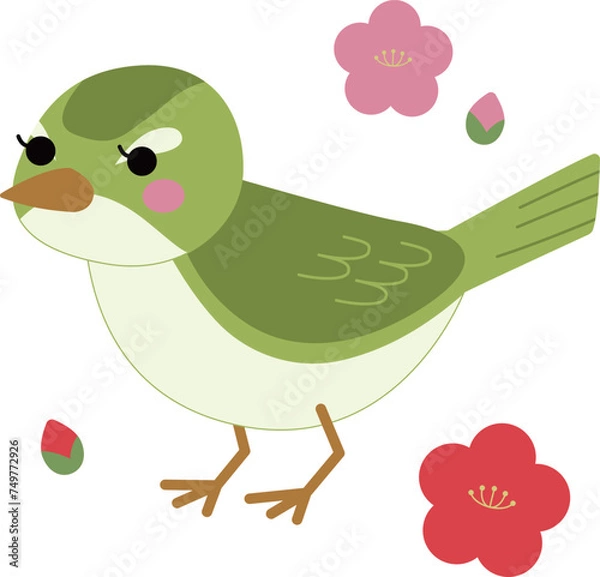 Obraz かわいいうぐいすのベクターイラスト