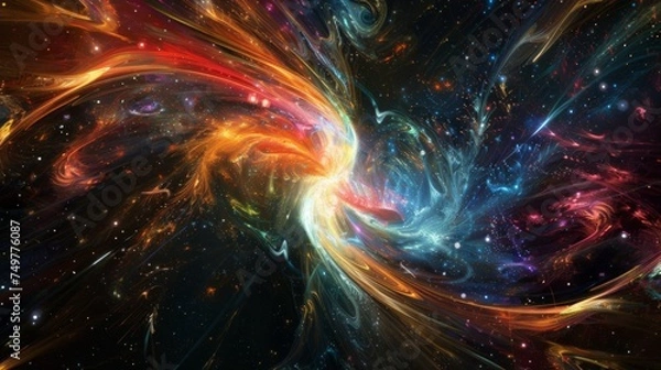 Obraz Nebula Symphony, Celestial Wonders. A vibrant journey through a space nebula, showcasing a spectacular blend of colors that narrate the untold stories of the cosmos.