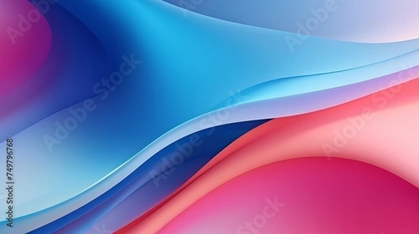 Fototapeta Colored Macro Background with Curved Blue Paper Sheets - Features Soft Vivid Colors and Abstract Shapes