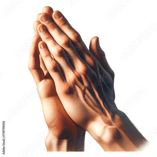 Obraz Close-up of clasped hands in a prayerful gesture, symbolizing devotion or seeking comfort