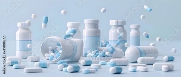 Obraz Medication Cans and Floating Pills