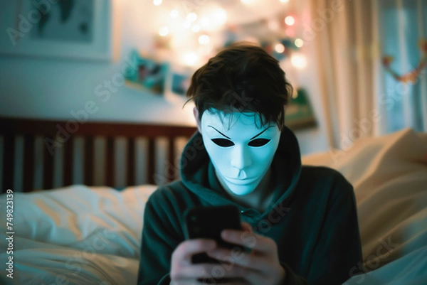 Obraz hiding your face behind the screen