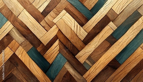 Obraz Chevron natural parquet seamless floor texture, Ai Generate