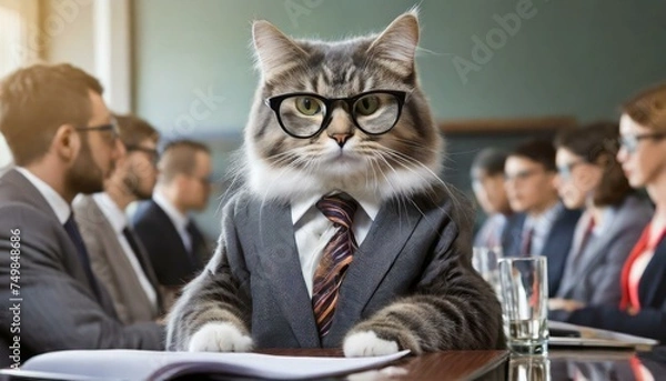 Obraz person with a cat, closeup of cat kitten, Ai Generate 