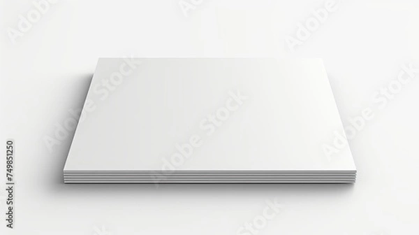 Fototapeta Mockup of a booklet cover isolated, featuring a closed square magazine or brochure template on a white background.