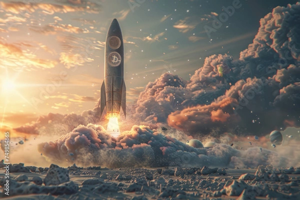 Obraz Space Rocket Soaring Through Sky