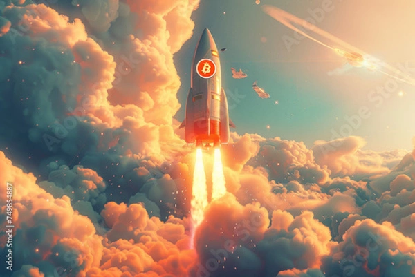 Obraz Rocket Soaring Through the Sky in Space Launch