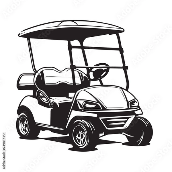Fototapeta Golf cart in cartoon, doodle style . Image for t-shirt, web, mobile apps and ui. Isolated 2d vector illustration in logo, icon, sketch style, Eps 10, black and white. AI Generative