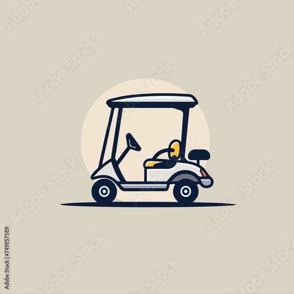 Fototapeta Golf cart in cartoon, doodle style. Image for t-shirt, web, mobile apps and ui. Isolated 2d vector illustration in logo, icon, sketch style, Eps 10. AI Generative