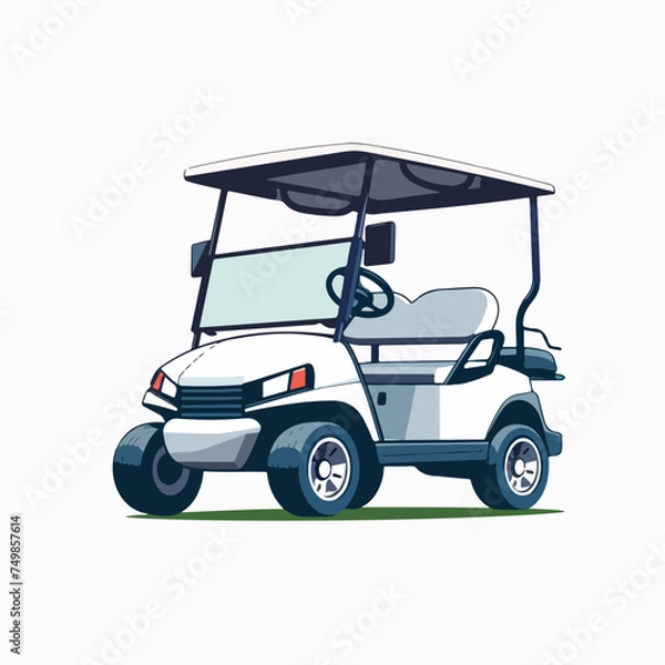 Fototapeta Golf cart in cartoon, doodle style. Image for t-shirt, web, mobile apps and ui. Isolated 2d vector illustration in logo, icon, sketch style, Eps 10. AI Generative