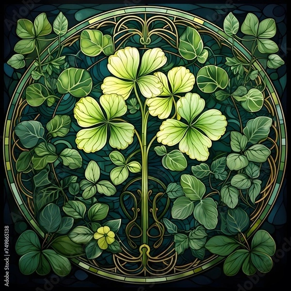 Obraz green leafy design inspired by Celtic patterns