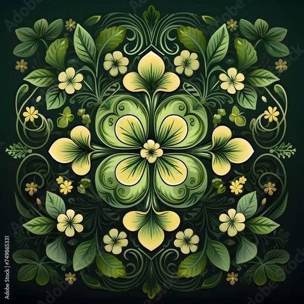 Obraz green leafy design inspired by Celtic patterns