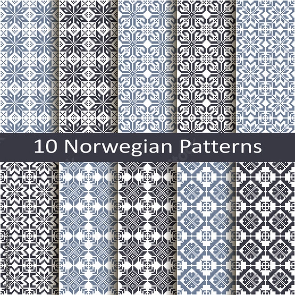Fototapeta set of ten norwegian patterns