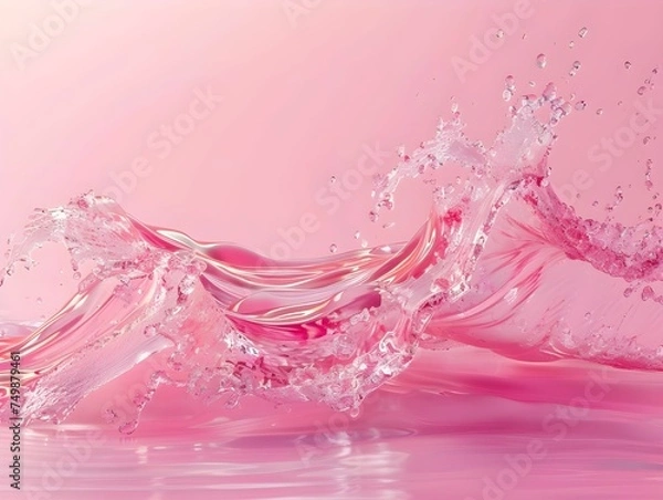 Obraz Vivid Pink Liquid Splash on Glossy Surface Ai generated
