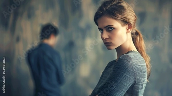 Obraz A portrait of an unhappy couple after an argument.