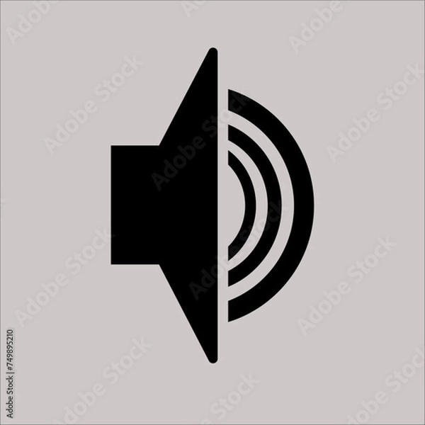 Obraz A black color loud speaker volume icon vector illustration symbol