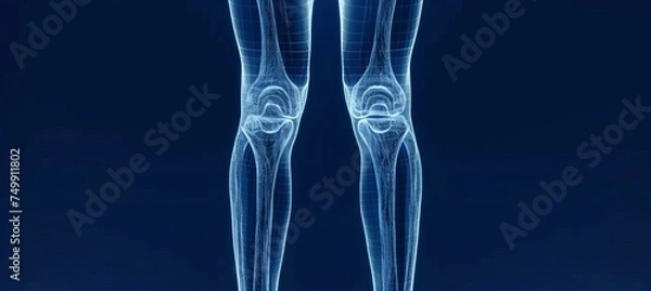 Fototapeta Close up ar animation of a person experiencing joint and knee pain from leg trauma or arthritis