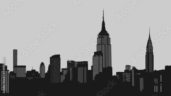 Obraz Silhouette vector background of Manhattan cityscape. 
