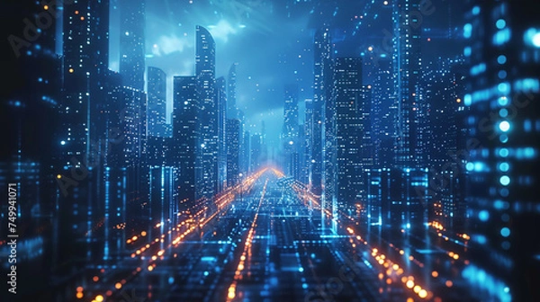 Fototapeta 近未来的な大都市の景観