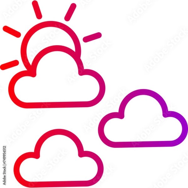 Obraz Cloud And Sun Vector Line Gradient Icon