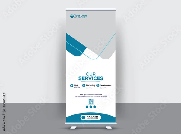 Fototapeta roll up x stand banner design template layout