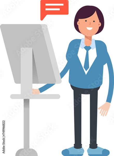 Fototapeta Businesswoman Character Working on Computer
