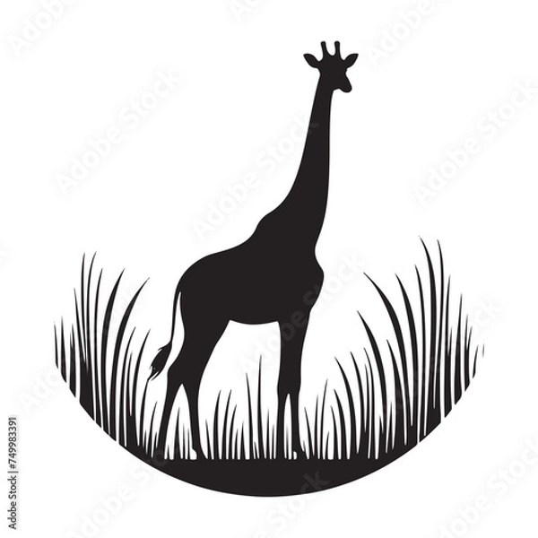 Fototapeta Graceful Giants: Vector Giraffe Silhouette - Capturing the Elegance and Majesty of Africa's Tallest Land Mammal. Minimalist Giraffe Vector, Giraffe Illustrtion.