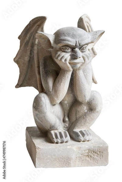 Fototapeta Isolated cherub statue on transparent background, PNG