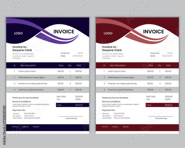 Obraz Flat design driving invoice template