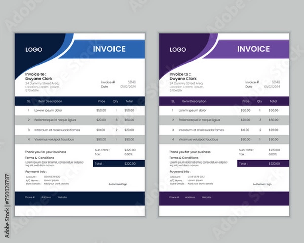 Obraz Business invoice template vector design