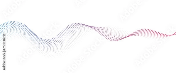 Obraz Flowing Dot Wave Pattern Halftone Curve Shape on Transparent Background