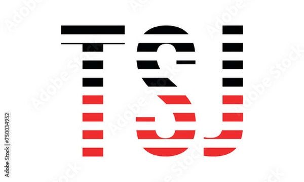 Fototapeta TSJ three initial letter iconic line negative space minimal logo design vector template. monogram, abstract, wordmark, business, typography, minimalist, brand, company, flat, modern, unique, simple