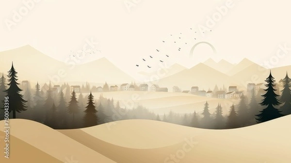 Obraz Snowy Landscape With Trees