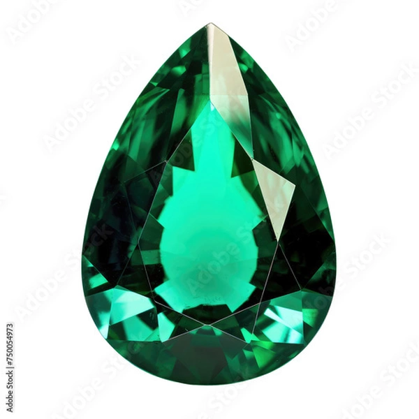Fototapeta Pear-Shaped Emerald Gemstone PNG, Transparent Image without background, Concept of luxury, elegance and fine jewelry