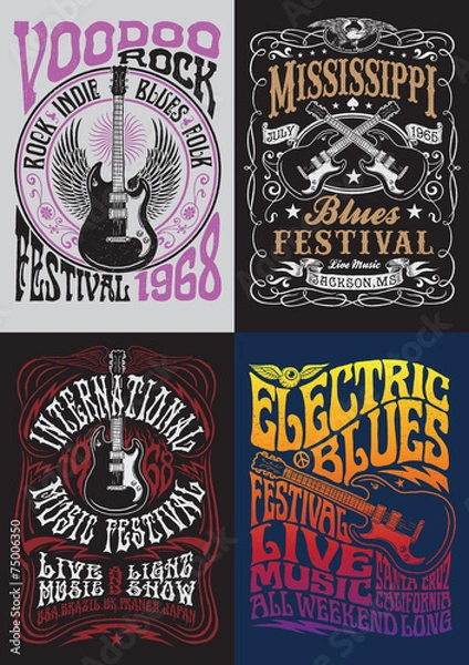 Obraz Projekt koszulki z plakatem w stylu vintage rocka