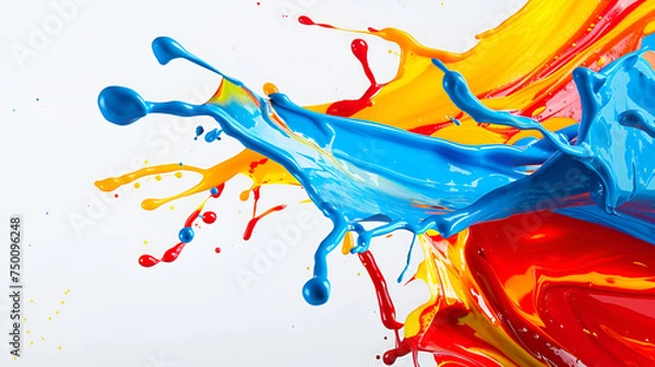 Fototapeta Color Splash ,Colored splashes of water on white background ,mix color paint splash on white background, Shot of color paint splash, isolated on white background
