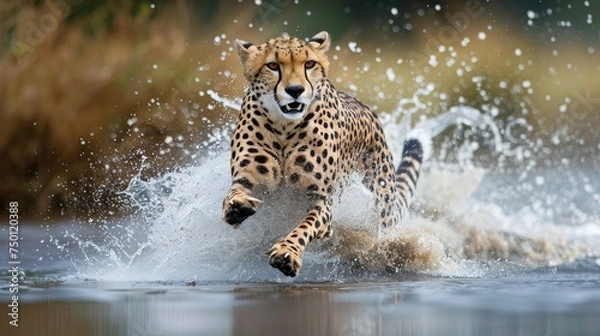 Fototapeta Velocity Unleashed: Dynamic Capture of a Cheetah Running at High Speed