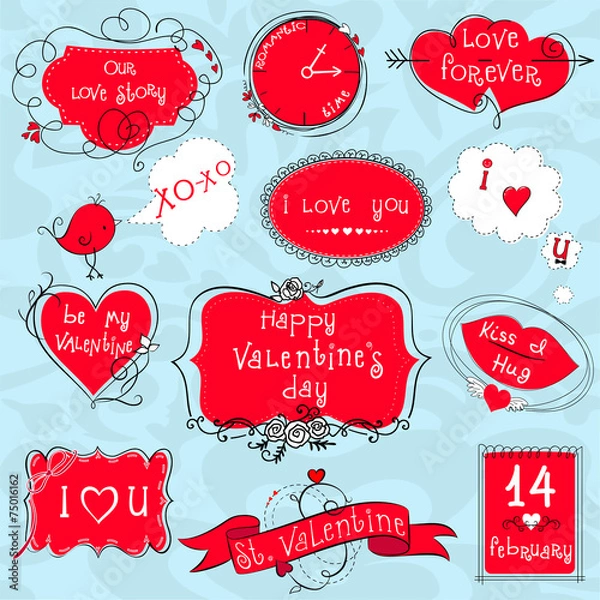 Fototapeta Doodle Valentine frames