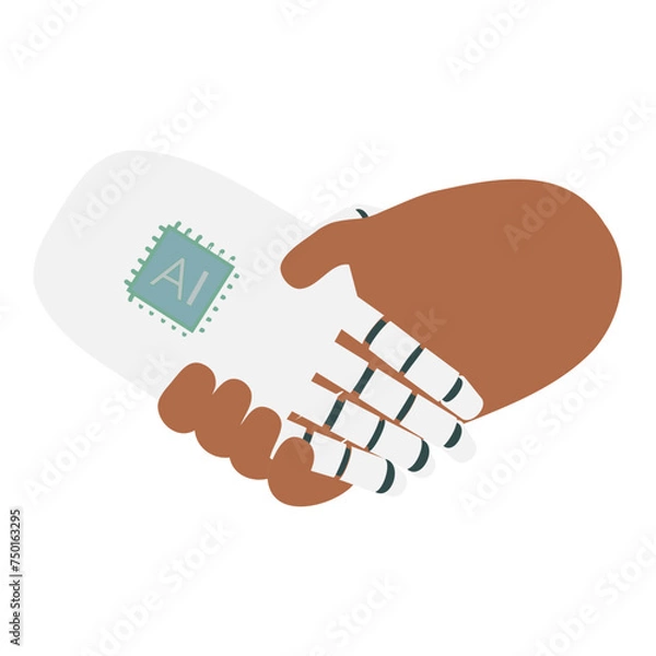 Obraz Robot AI Hand shaking Human Hand
