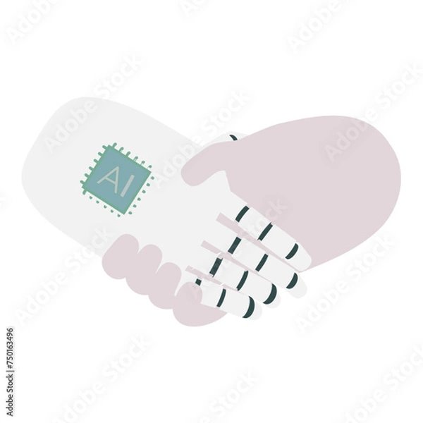 Obraz Robot AI Hand shaking Human Hand
