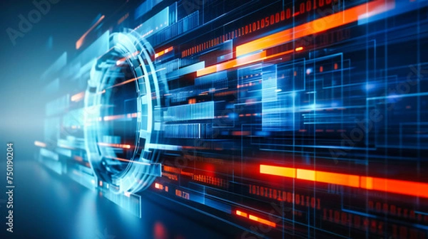 Fototapeta Cyberspace and Digital Connectivity, Abstract Technology Background, Concept of Global Network and Virtual Communication